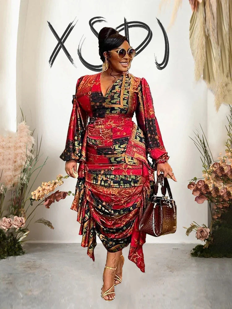 Elegant and Beautiful Womens Dresses Long Sleeved Ruffle