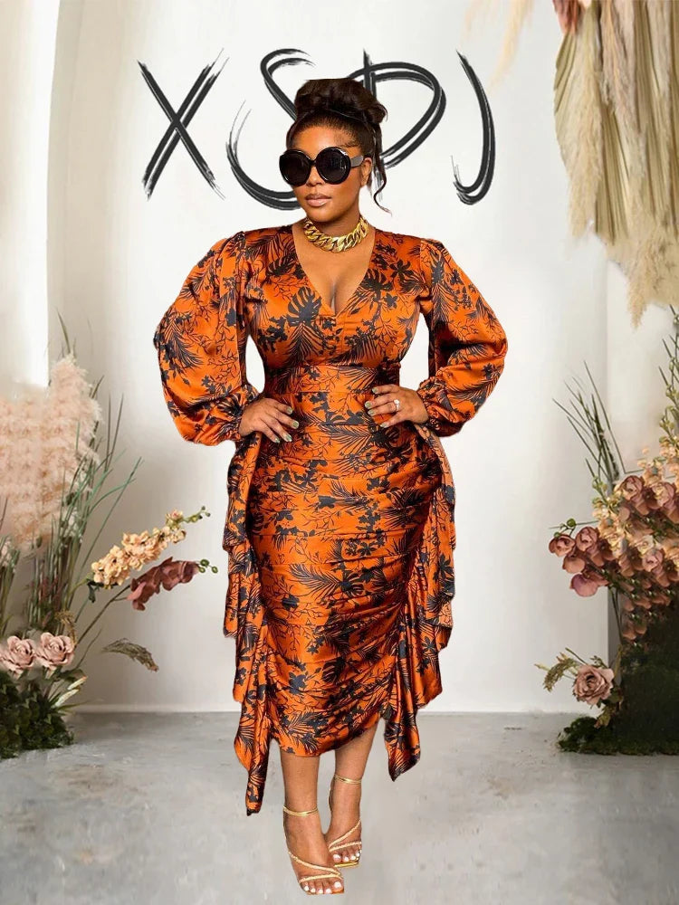 Elegant and Beautiful Womens Dresses Long Sleeved Ruffle