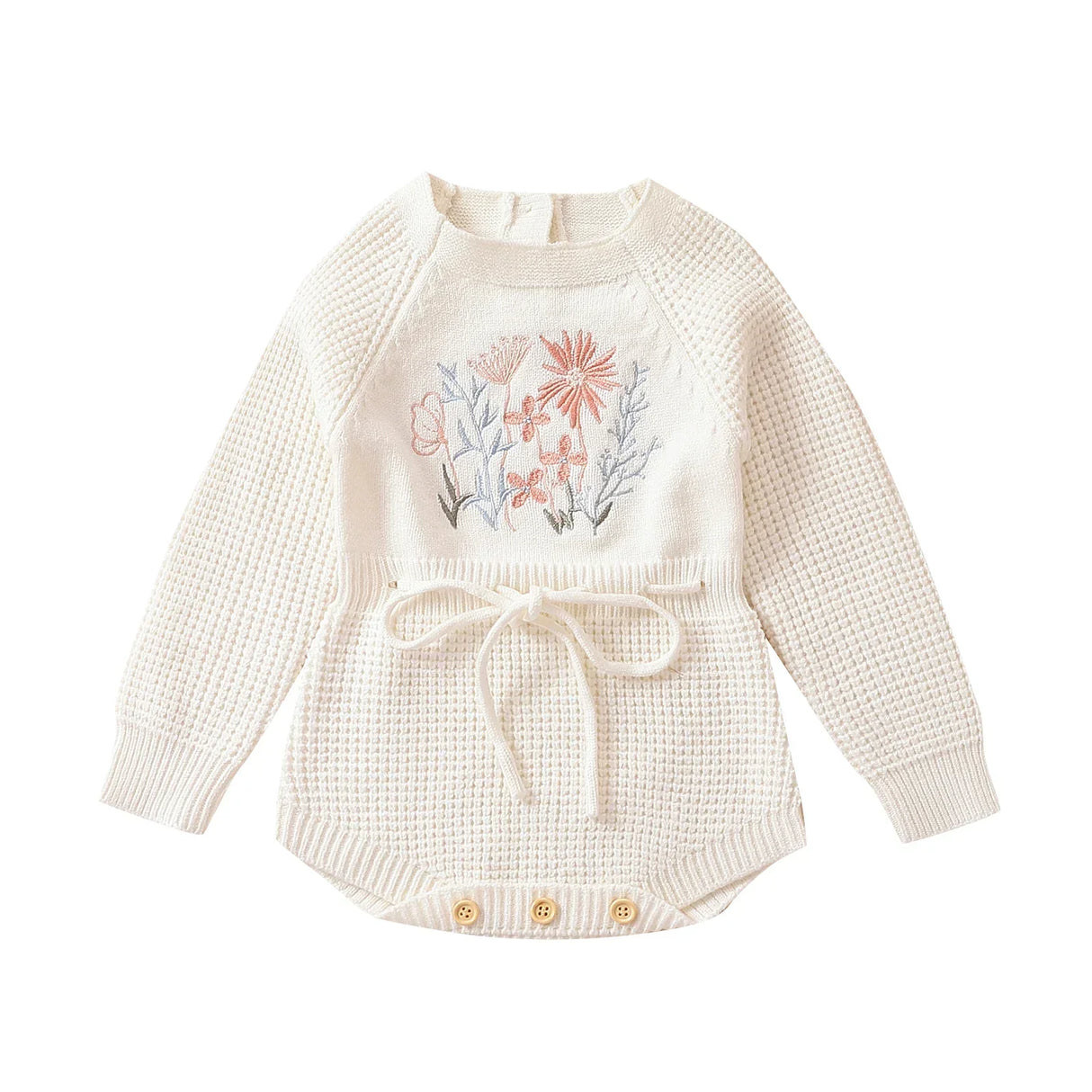 Embroidery Floral Baby Girls Sweater Romper Newborn Long