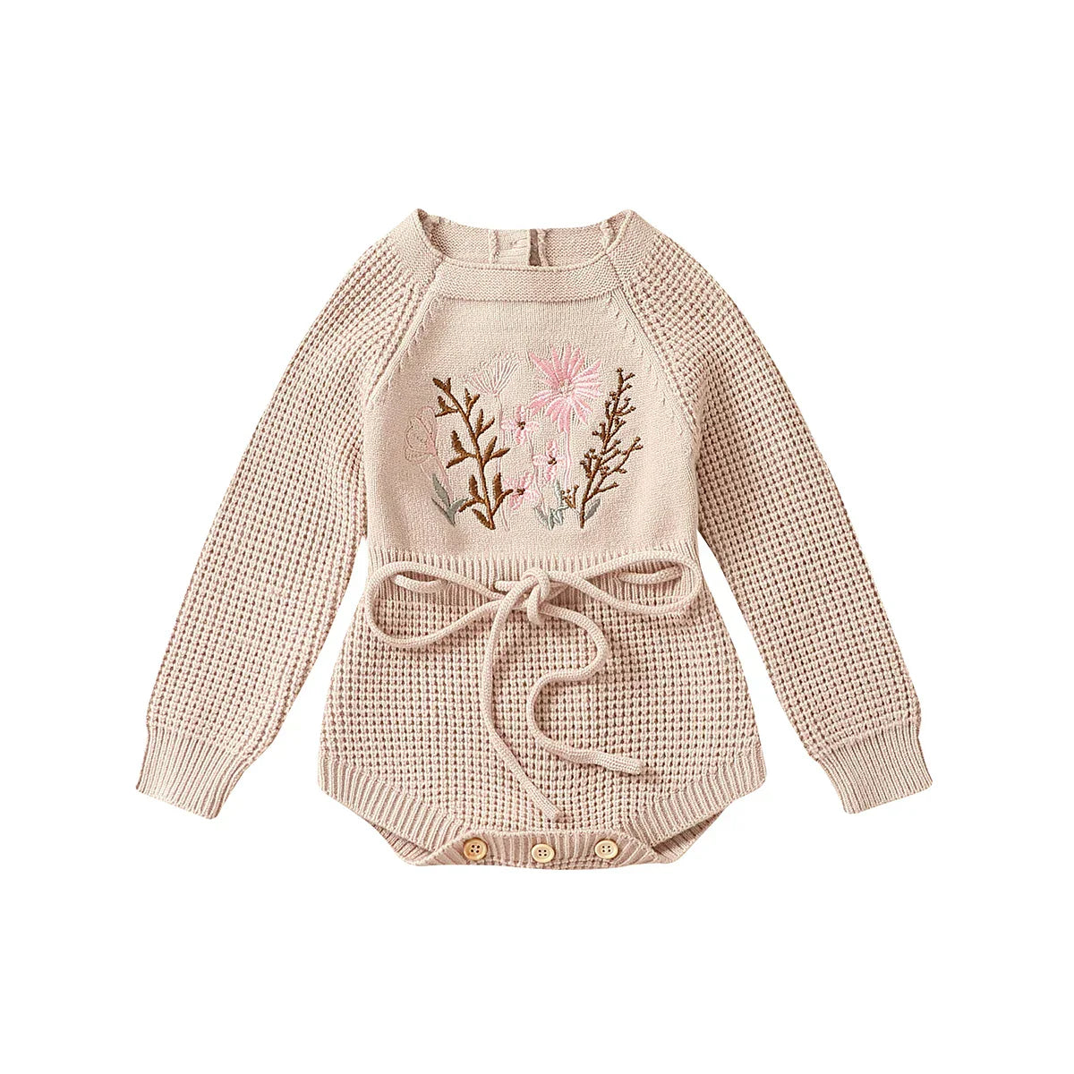 Embroidery Floral Baby Girls Sweater Romper Newborn Long