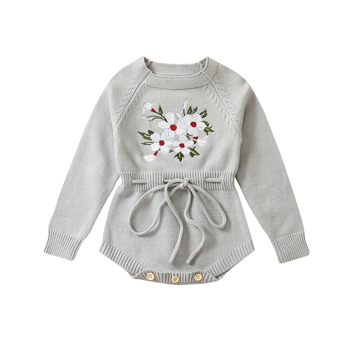 Embroidery Floral Baby Girls Sweater Romper Newborn Long