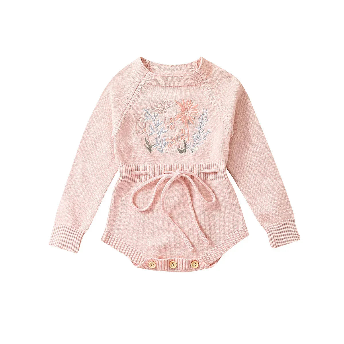 Embroidery Floral Baby Girls Sweater Romper Newborn Long