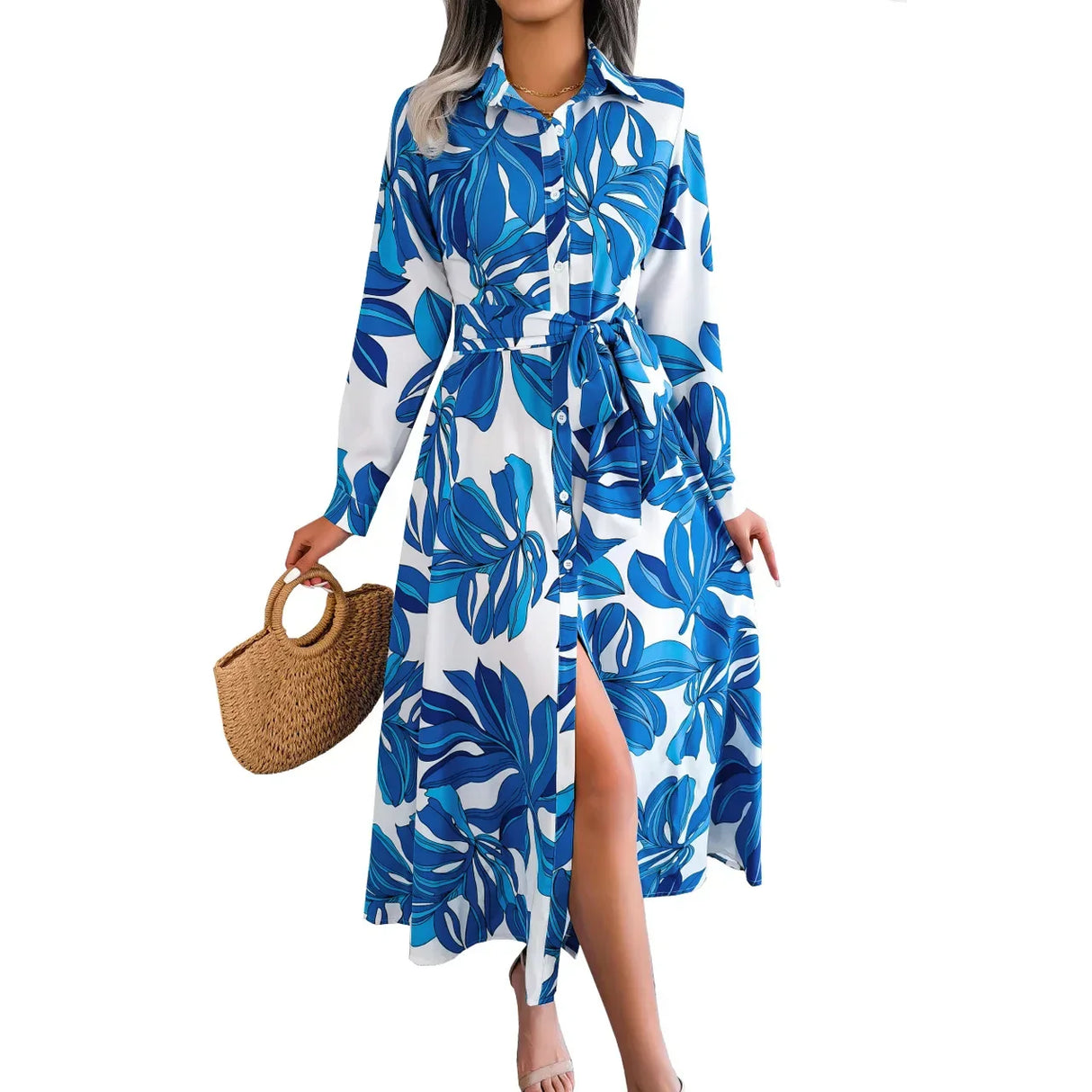 European and American temperament women dress contrast color