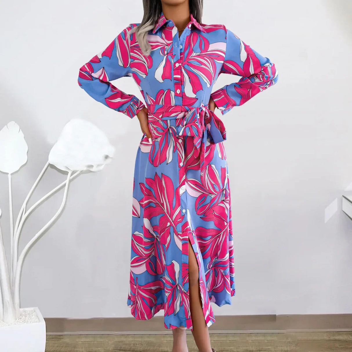 European and American temperament women dress contrast color