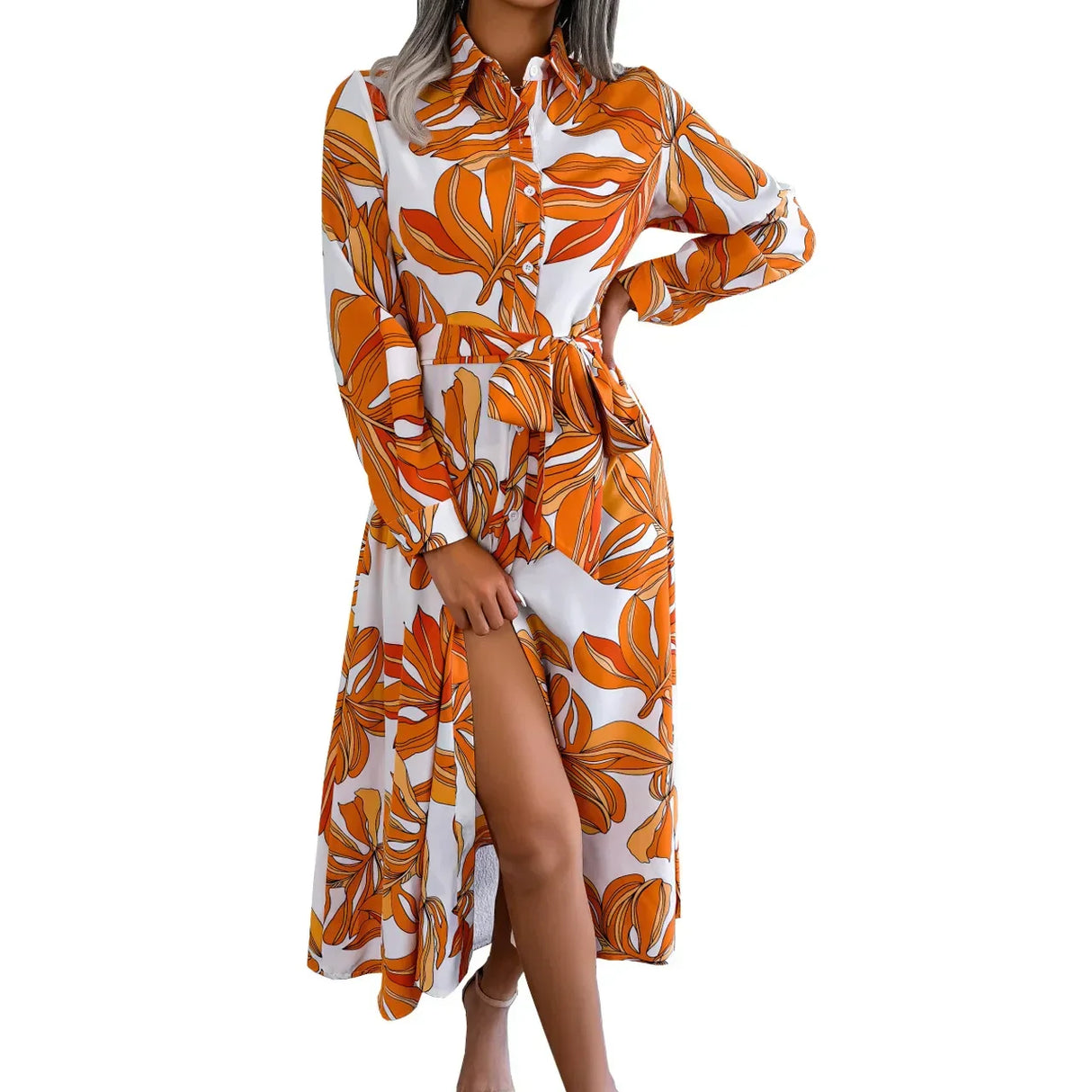 European and American temperament women dress contrast color