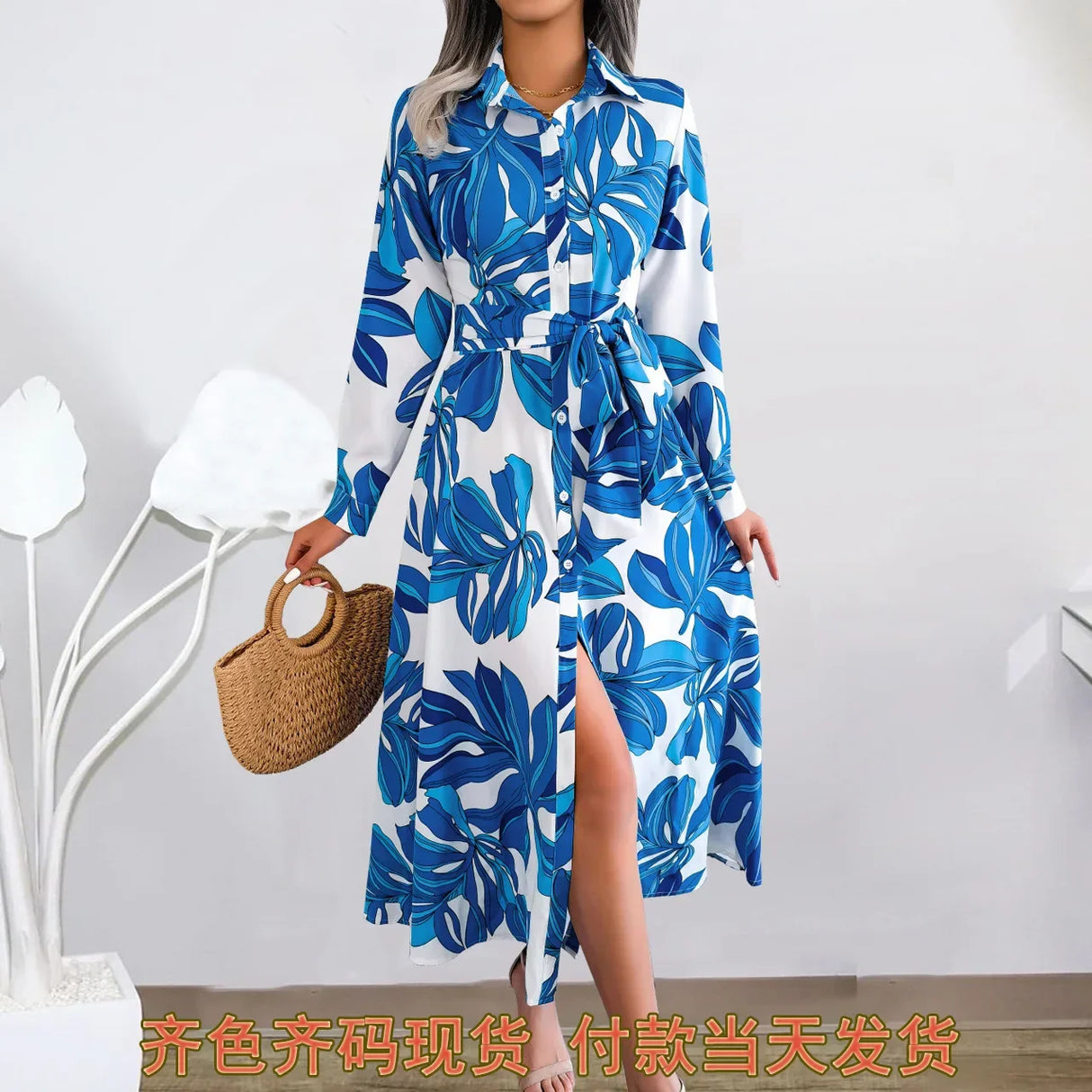 European and American temperament women dress contrast color