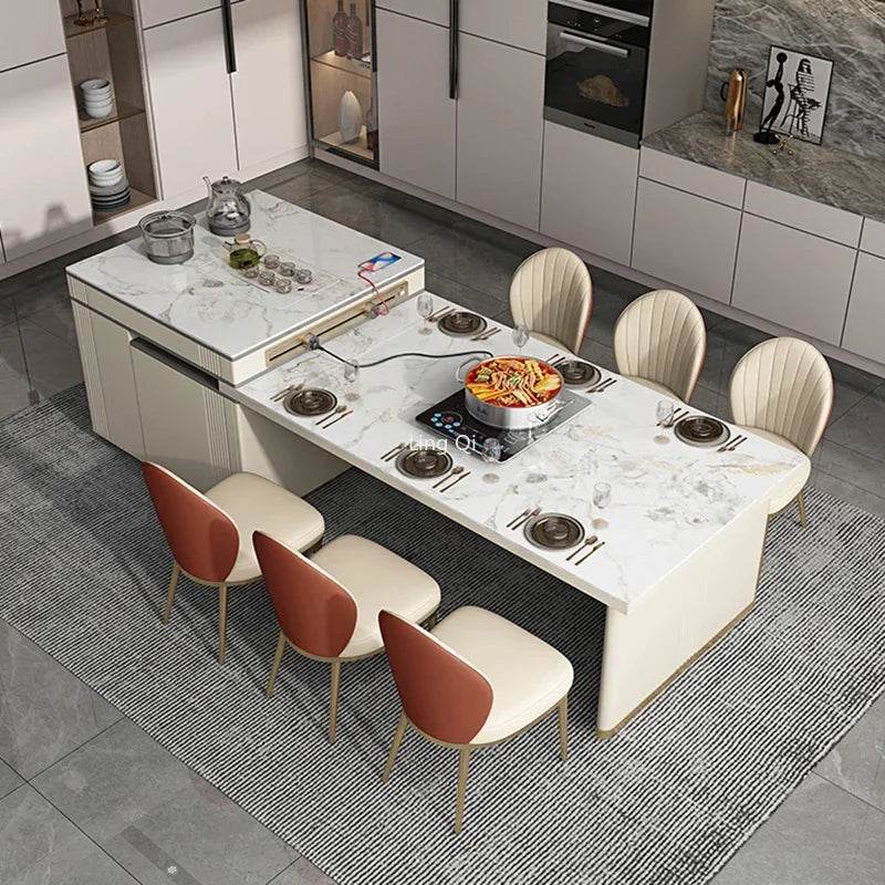 Extendable Modern Dining Table Nordic Luxury Tea Groceries
