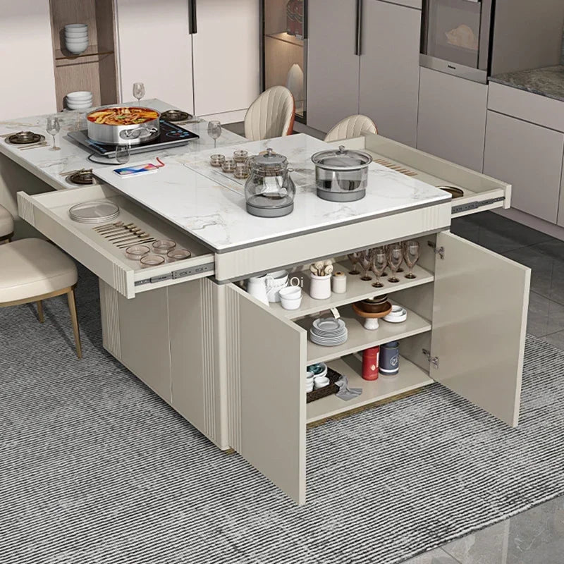 Extendable Modern Dining Table Nordic Luxury Tea Groceries