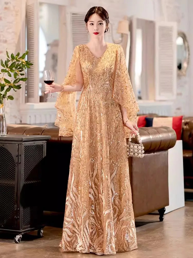 FDHAOLU 2024 Custom Size Gold Sequin Mother Of