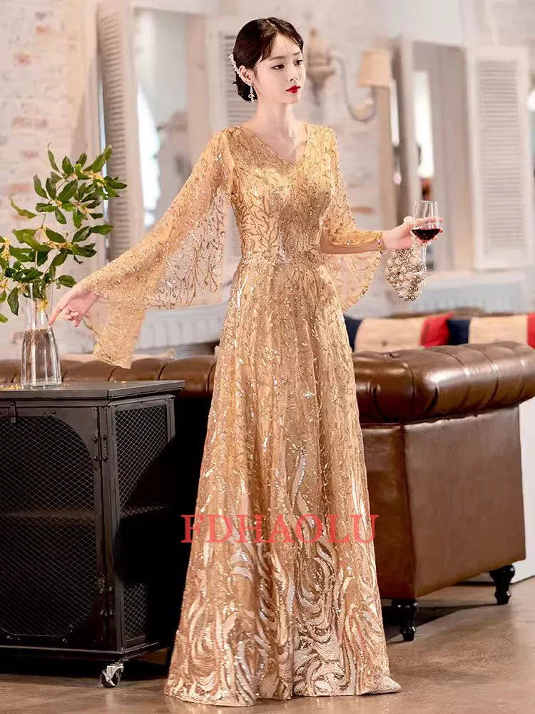FDHAOLU 2024 Custom Size Gold Sequin Mother Of