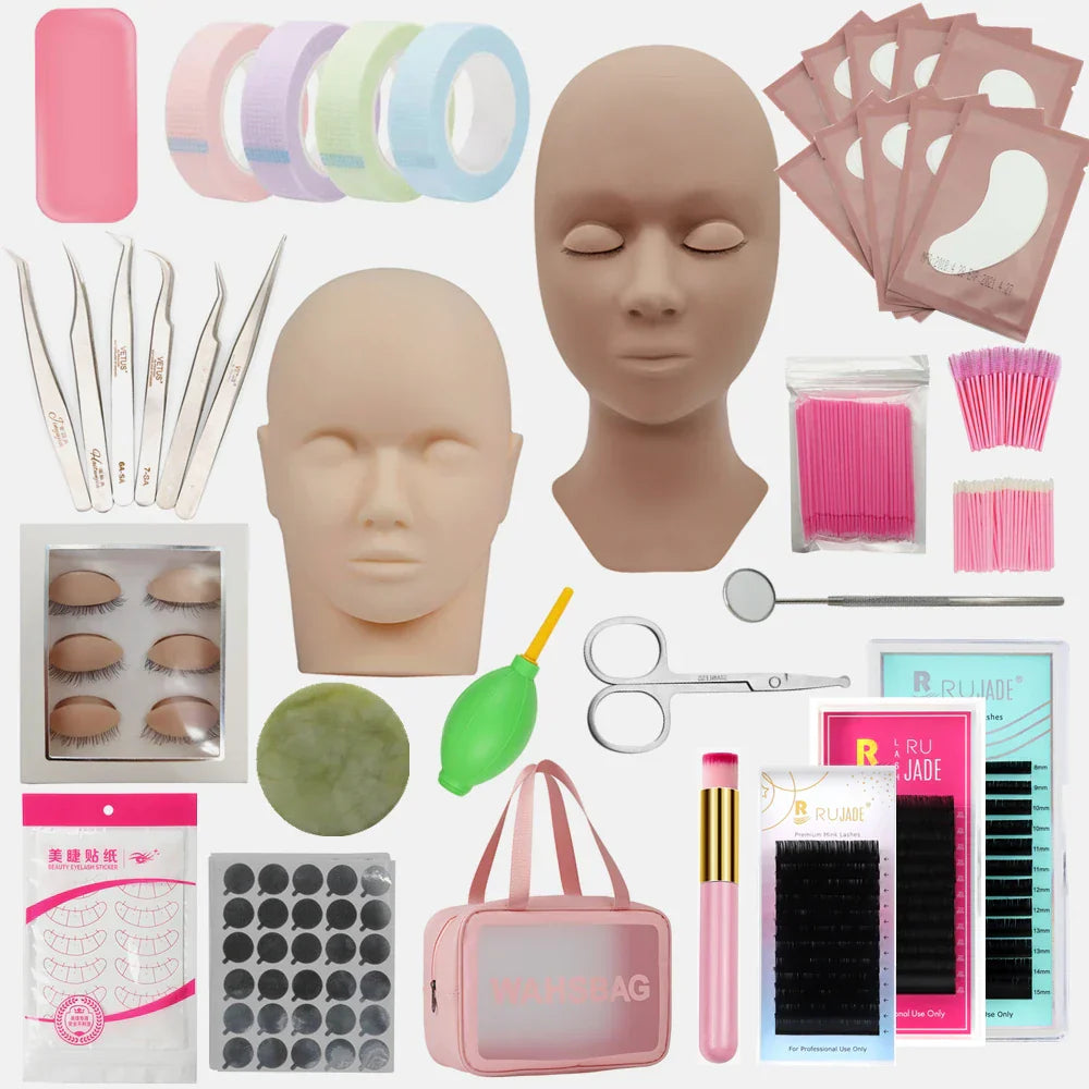 False Eyelash Extension Kit Set Beginner Mannequin Head