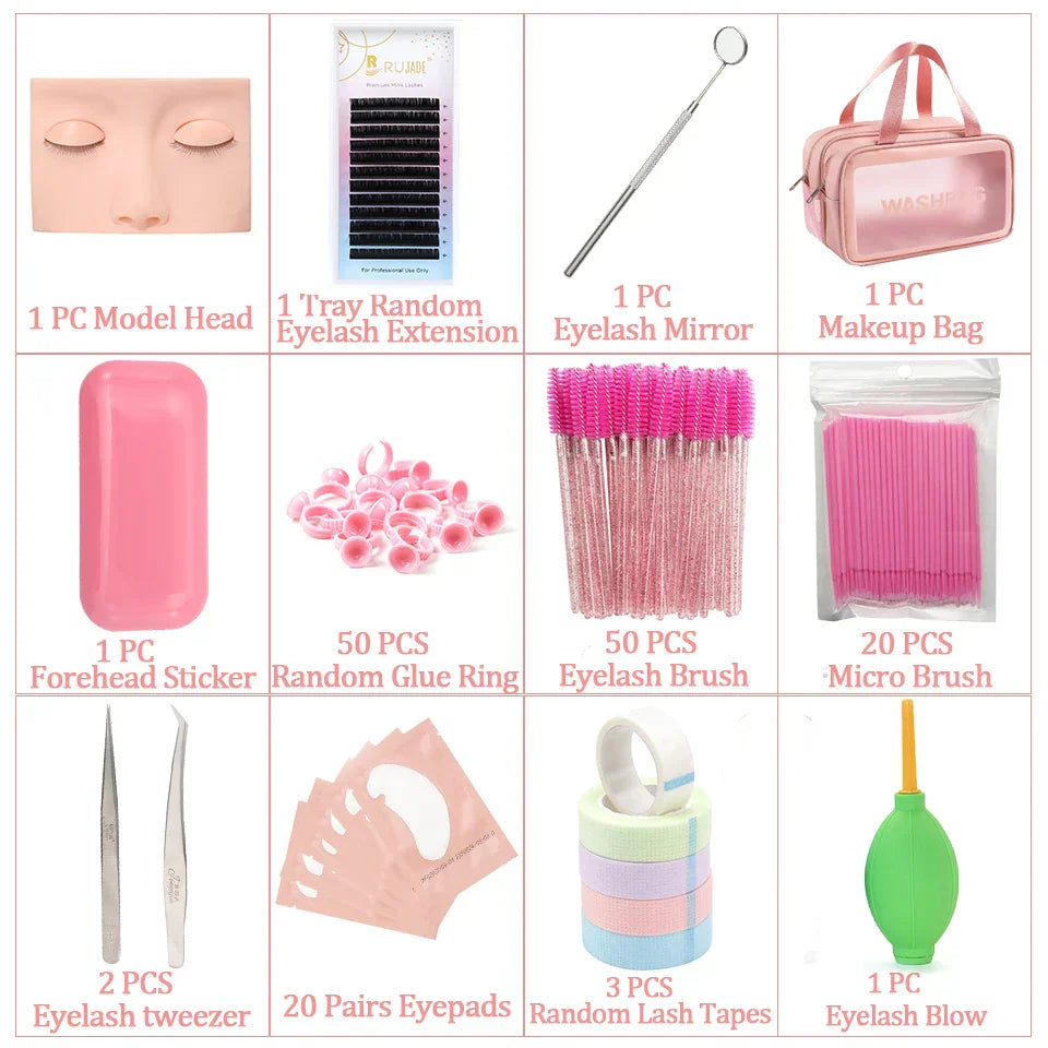 False Eyelash Extension Kit Set Beginner Mannequin Head