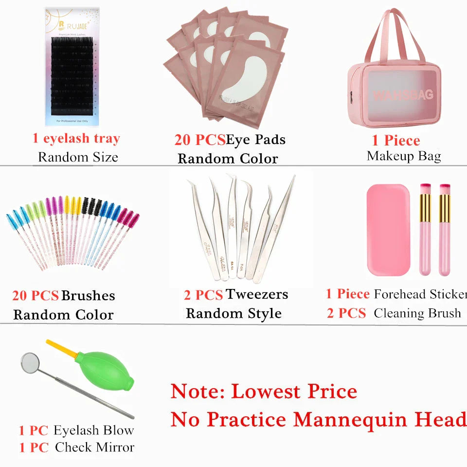 False Eyelash Extension Kit Set Beginner Mannequin Head