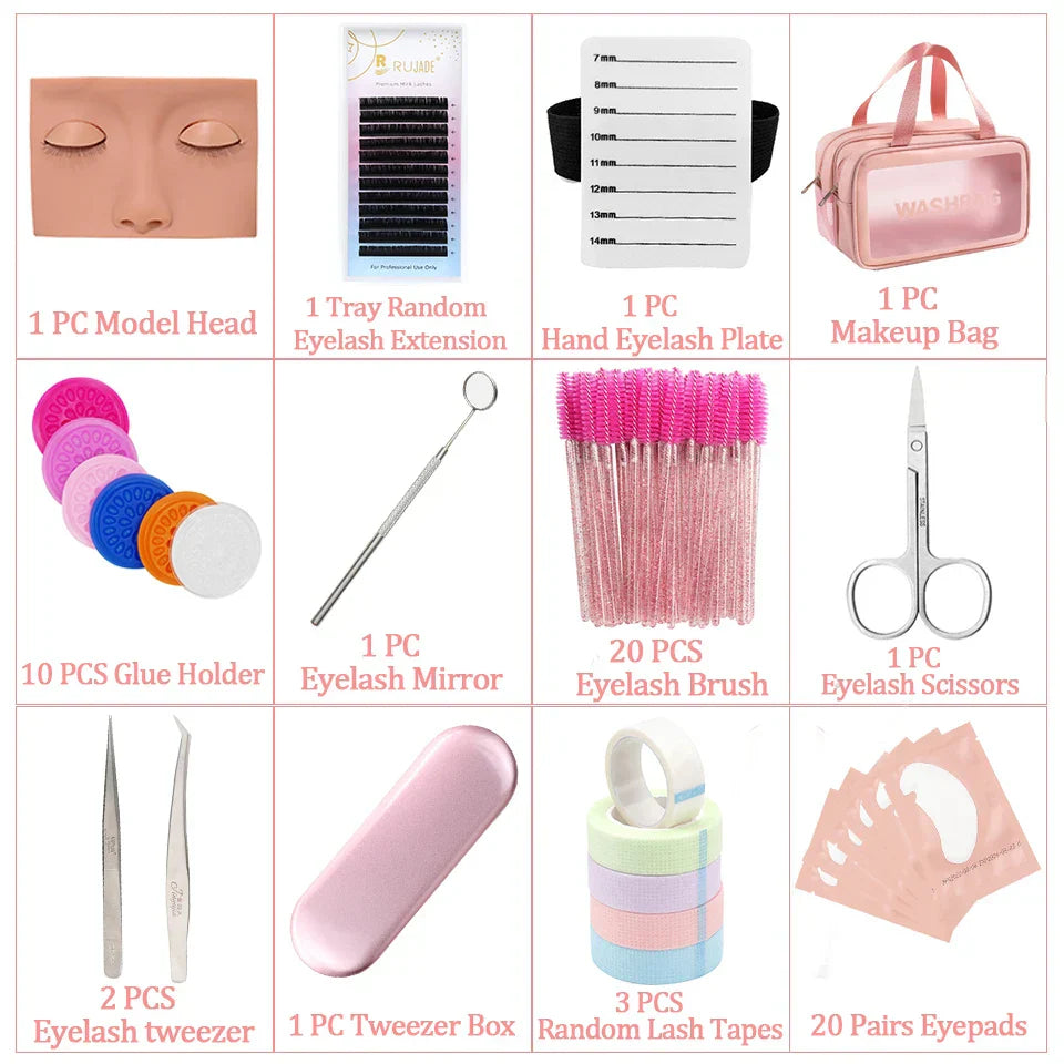 False Eyelash Extension Kit Set Beginner Mannequin Head