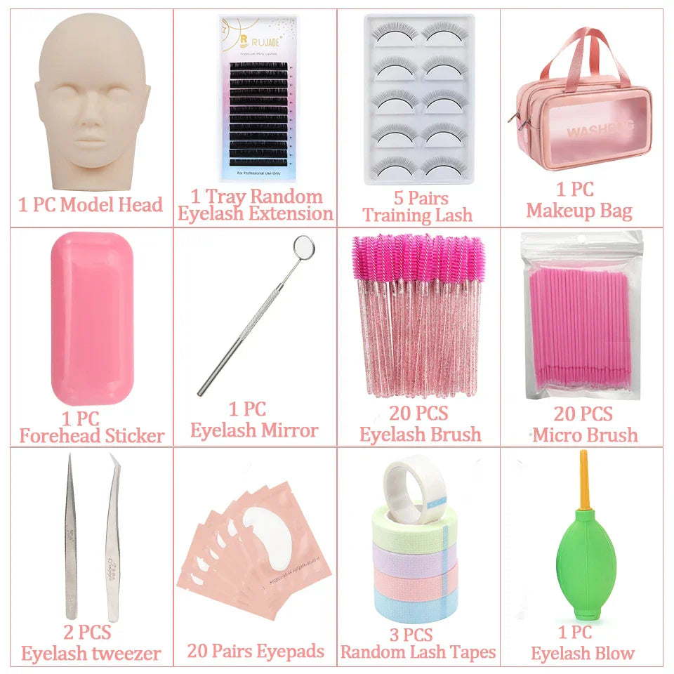 False Eyelash Extension Kit Set Beginner Mannequin Head