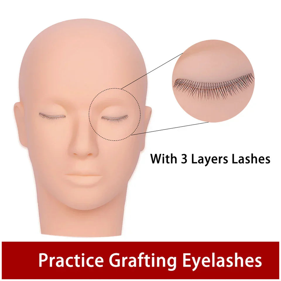 False Eyelash Extension Kit Set Beginner Mannequin Head