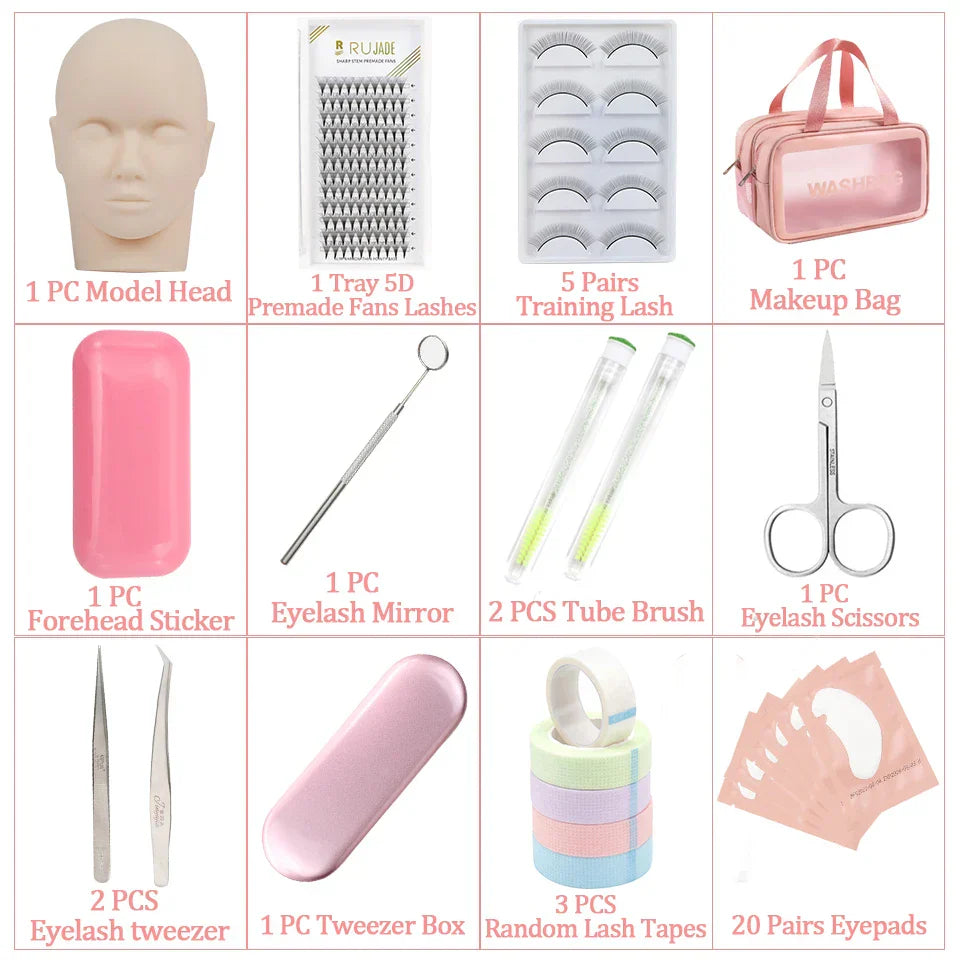 False Eyelash Extension Kit Set Beginner Mannequin Head
