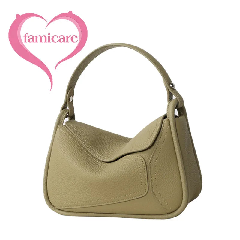 Famicare Women Handbag Cowhide Real Leather Small Lady