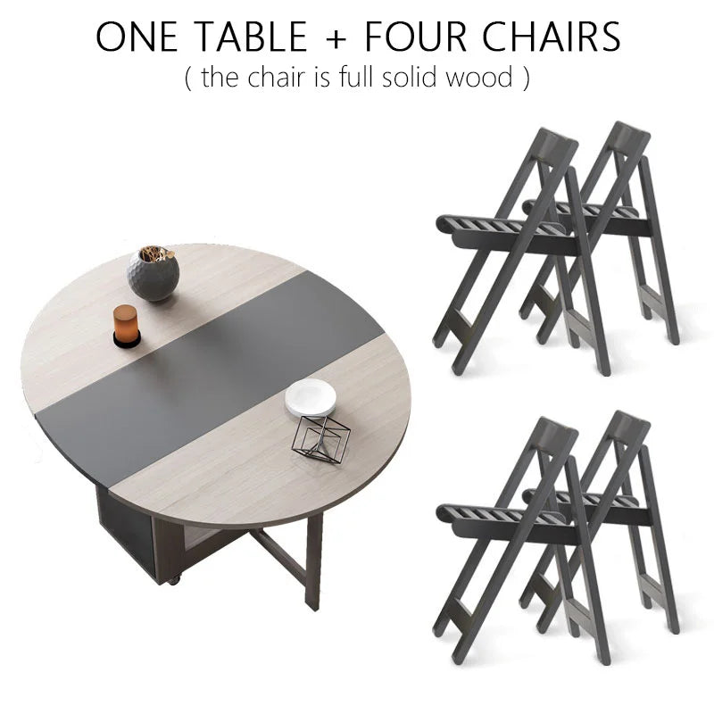 Fashion Folding Dining Table Furniture Multifunctional Round Movable