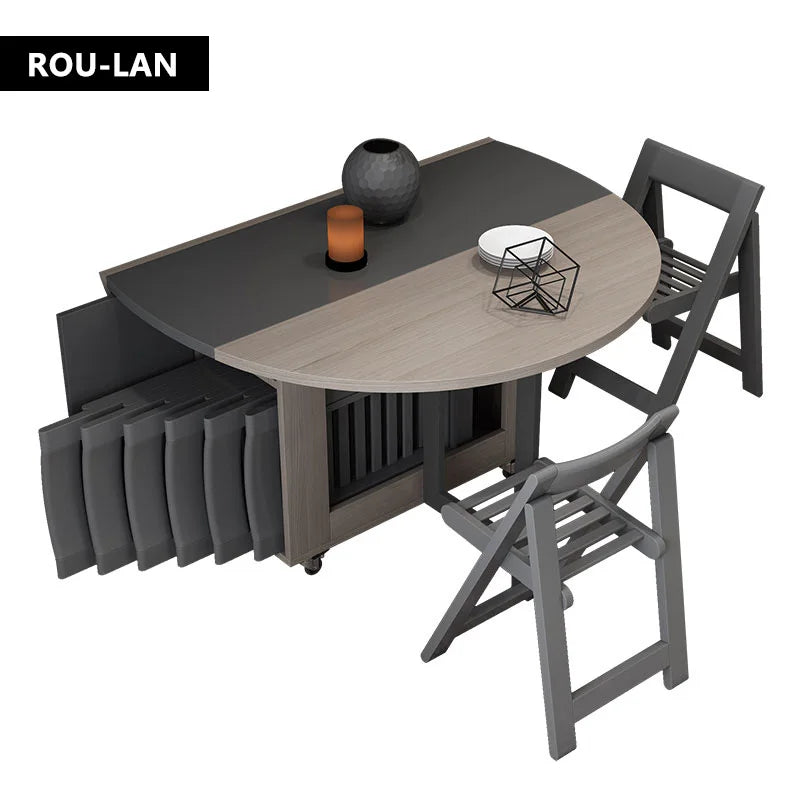 Fashion Folding Dining Table Furniture Multifunctional Round Movable
