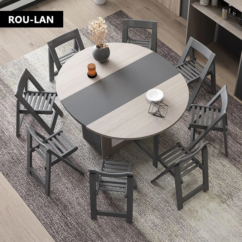 Fashion Folding Dining Table Furniture Multifunctional Round Movable