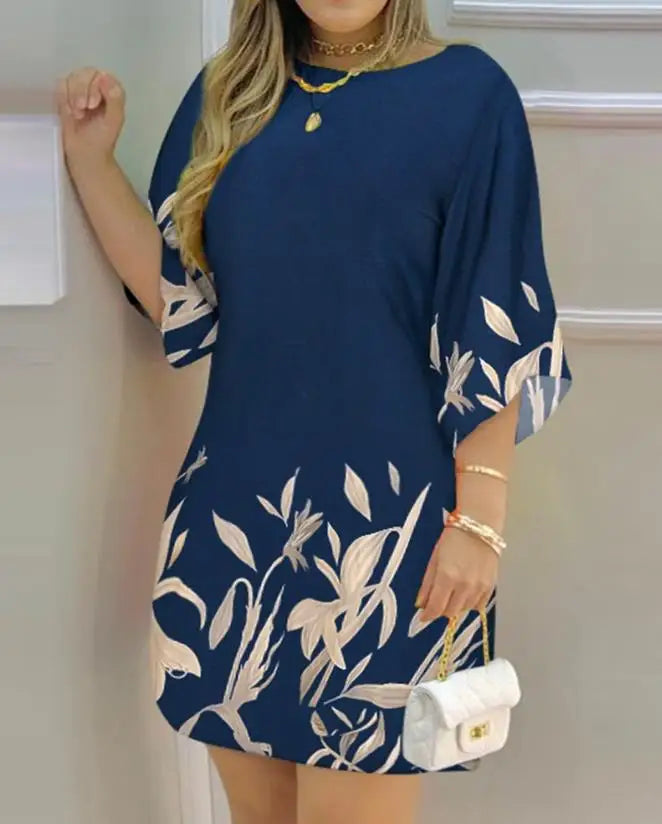Fashion New Plants Print Casual Dress for Women