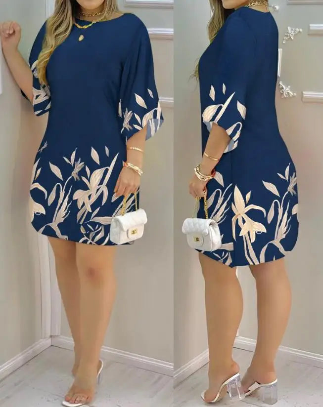 Fashion New Plants Print Casual Dress for Women