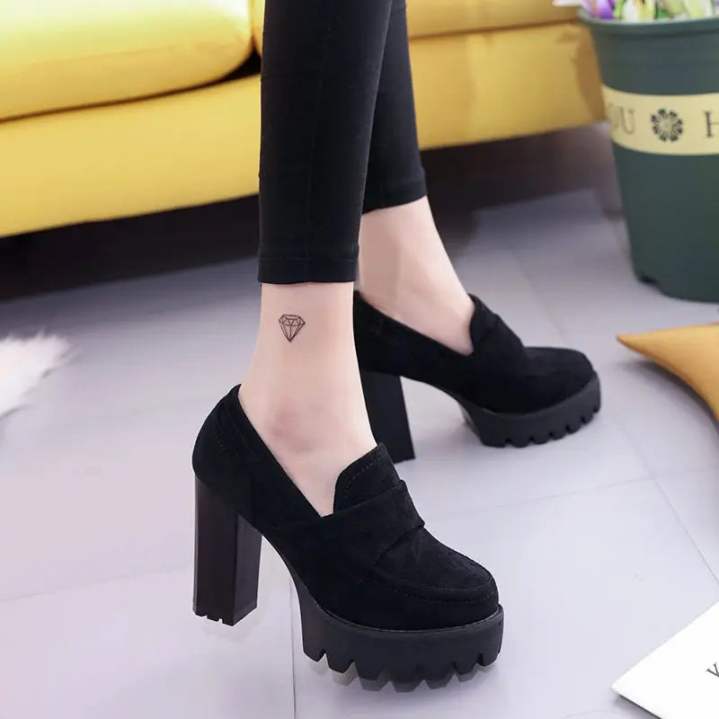 Fashion Thick Heel Ladies Boots Waterproof Platform Round