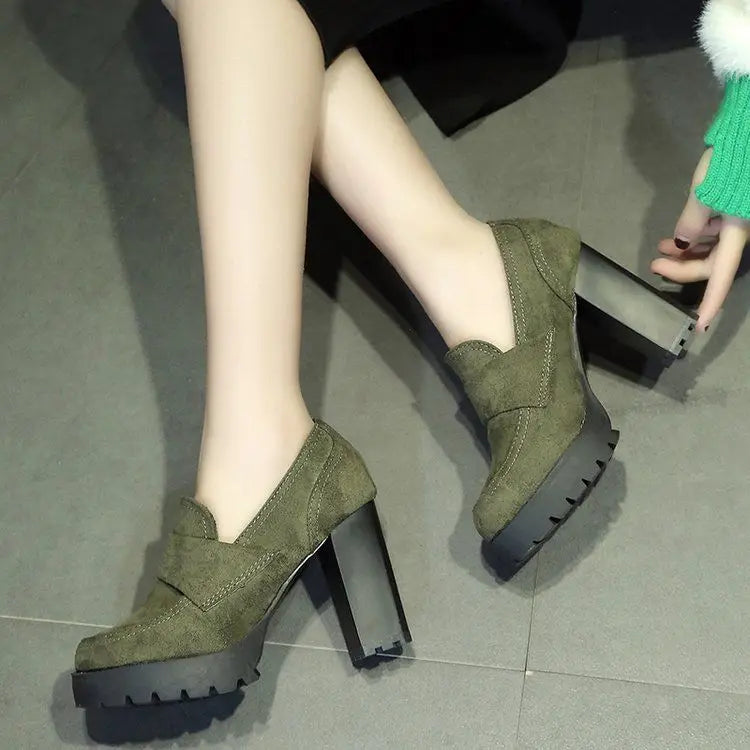 Fashion Thick Heel Ladies Boots Waterproof Platform Round
