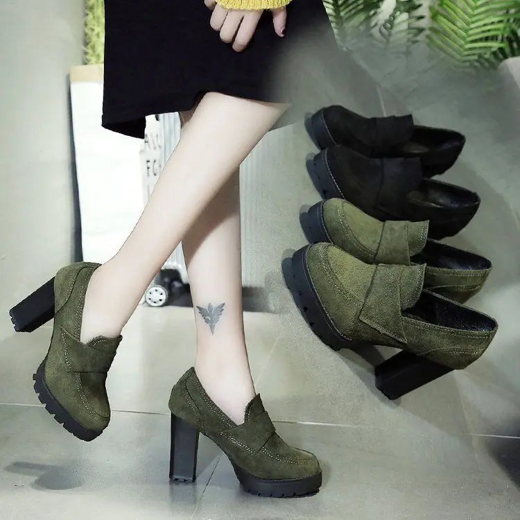Fashion Thick Heel Ladies Boots Waterproof Platform Round