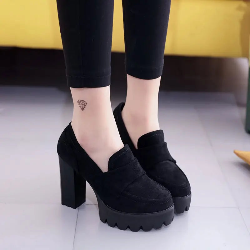 Fashion Thick Heel Ladies Boots Waterproof Platform Round