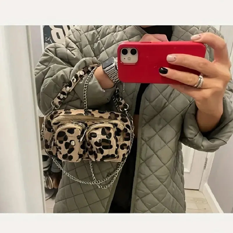 Fashion Women Handbag Leopard Leather Shoulder Bags Female