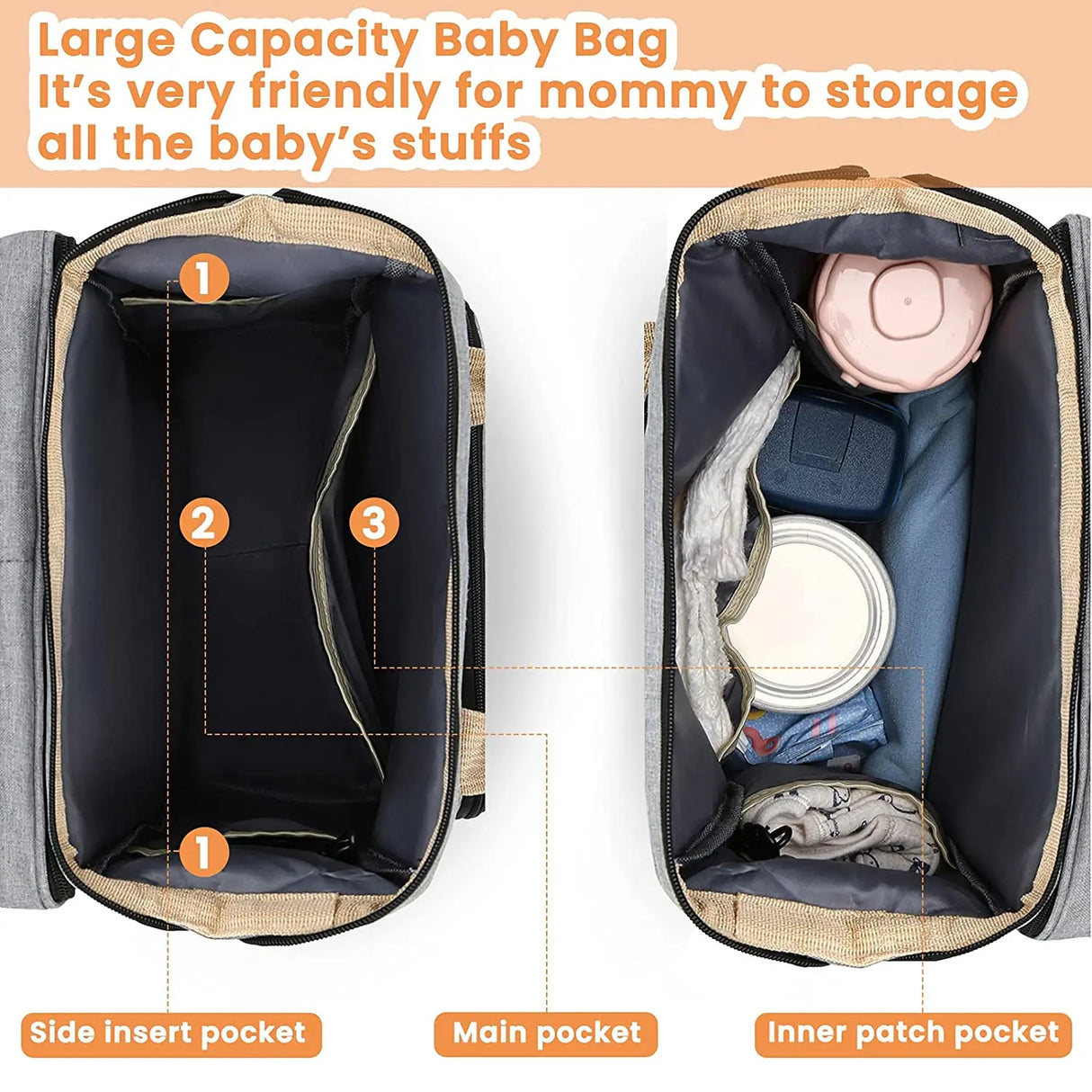 Fashionable Mommy Bag Folding Baby Bed Mother Large