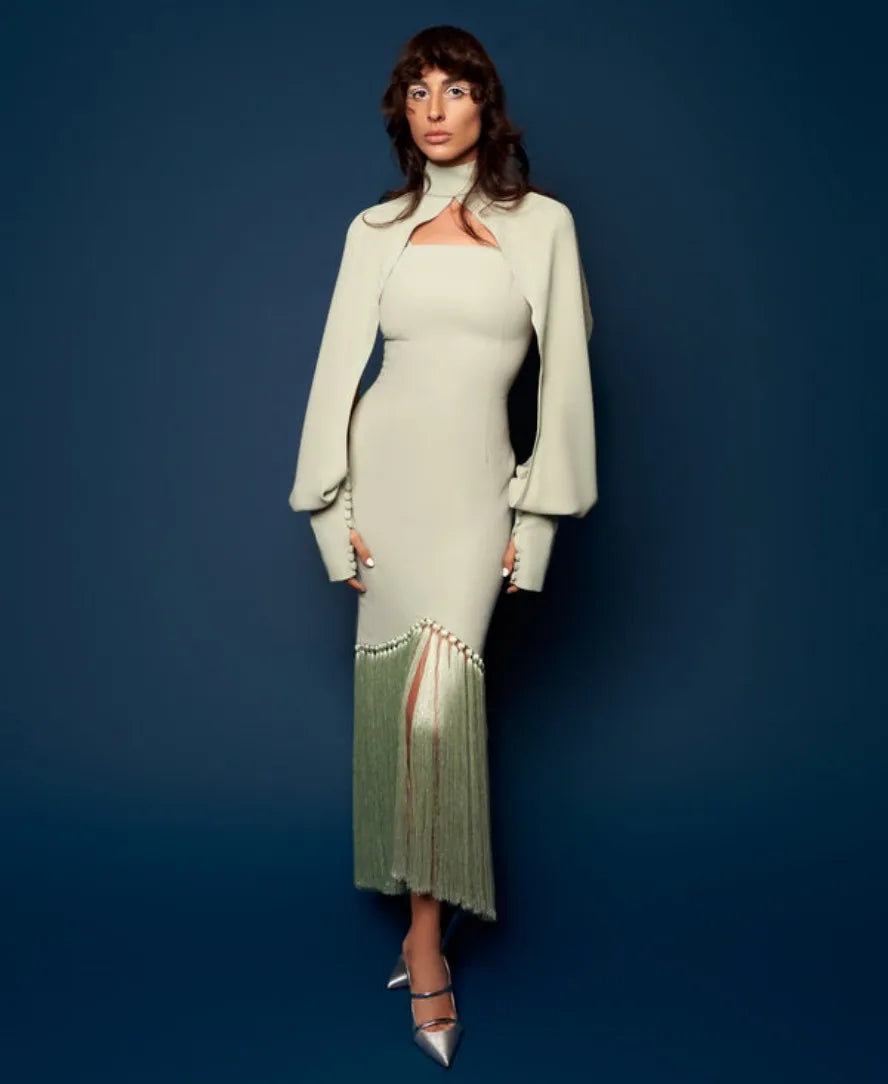 Fashionvane 2023 Prom Dresses with Tassels Mermaid Evening