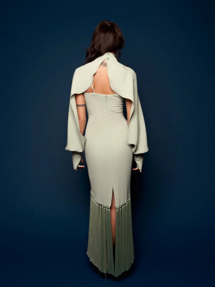 Fashionvane 2023 Prom Dresses with Tassels Mermaid Evening