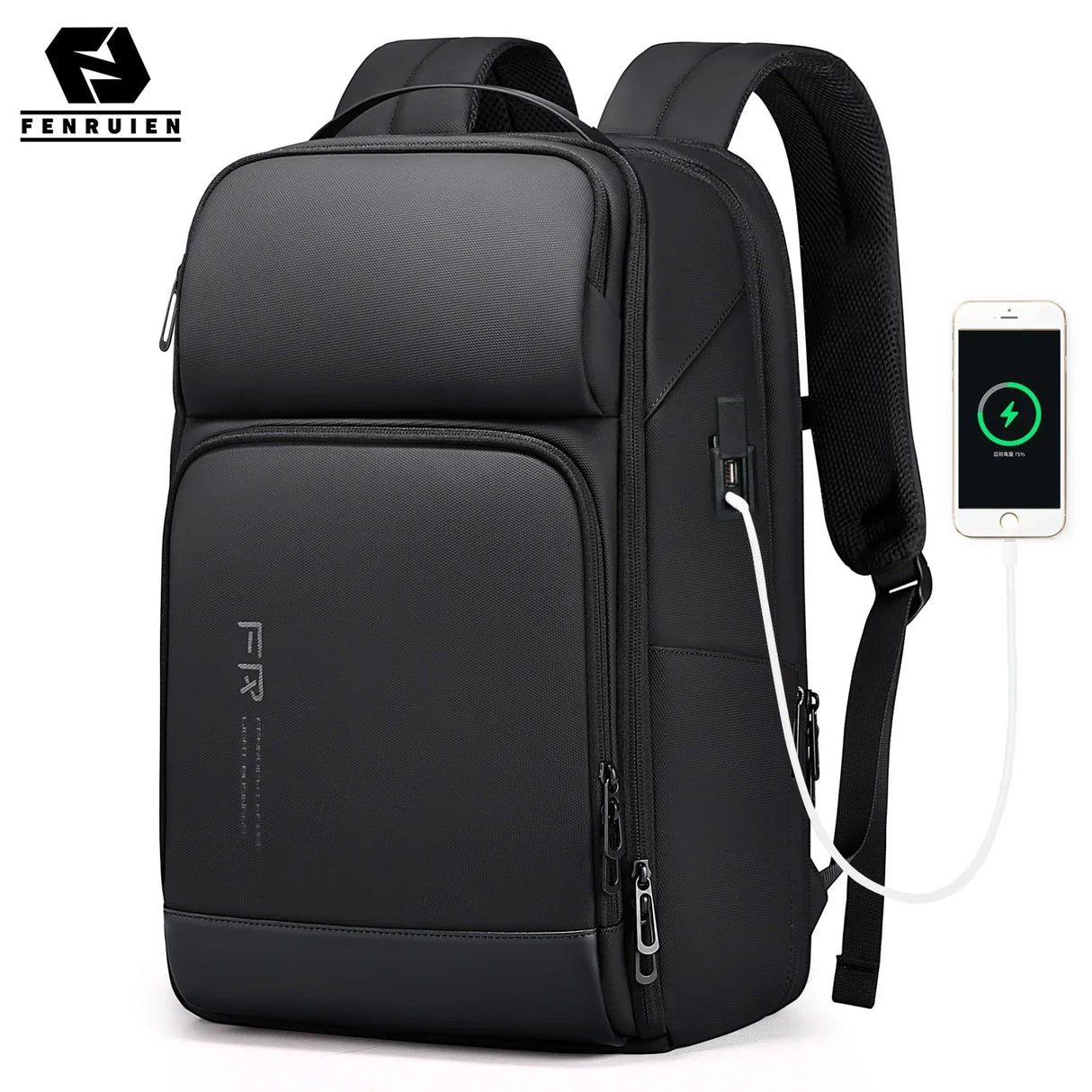Fenruien Business Waterproof Backpacks USB Charging Men Backpack