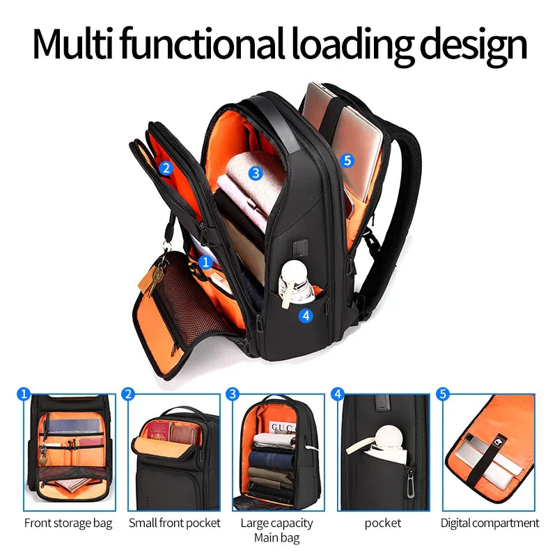 Fenruien Business Waterproof Backpacks USB Charging Men Backpack