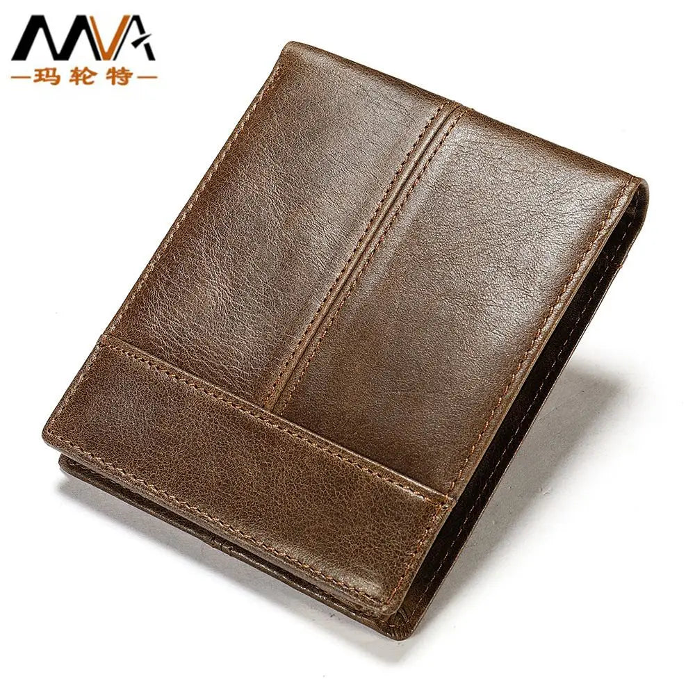 First layer cowhide horizontal square men·s money clip Retro anti-theft brush card wallet Two-fold genuine leather men·s wallet
