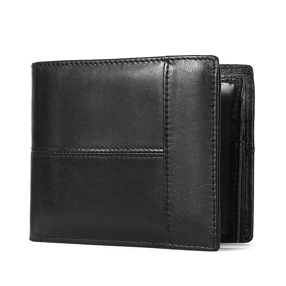 First layer cowhide horizontal square men·s money clip Retro anti-theft brush card wallet Two-fold genuine leather men·s wallet
