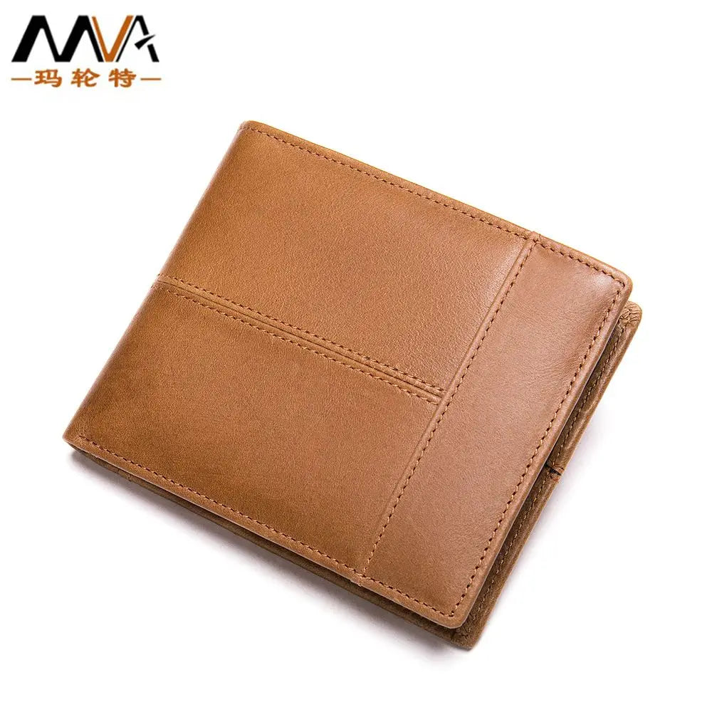 First layer cowhide horizontal square men·s money clip Retro anti-theft brush card wallet Two-fold genuine leather men·s wallet