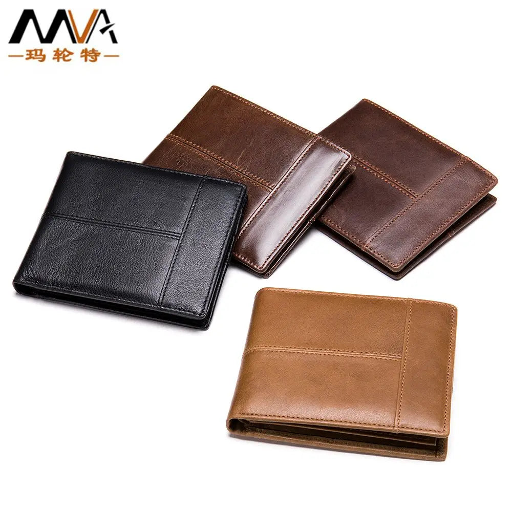 First layer cowhide horizontal square men·s money clip Retro anti-theft brush card wallet Two-fold genuine leather men·s wallet
