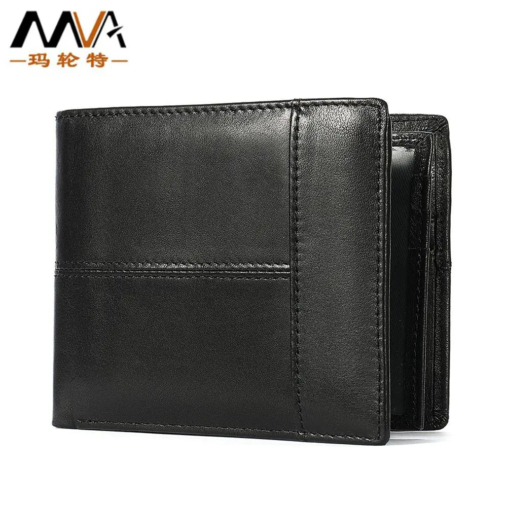 First layer cowhide horizontal square men·s money clip Retro anti-theft brush card wallet Two-fold genuine leather men·s wallet