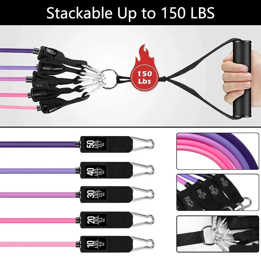 Fitness Resistance Bands Set Yoga 5 Tube Workout