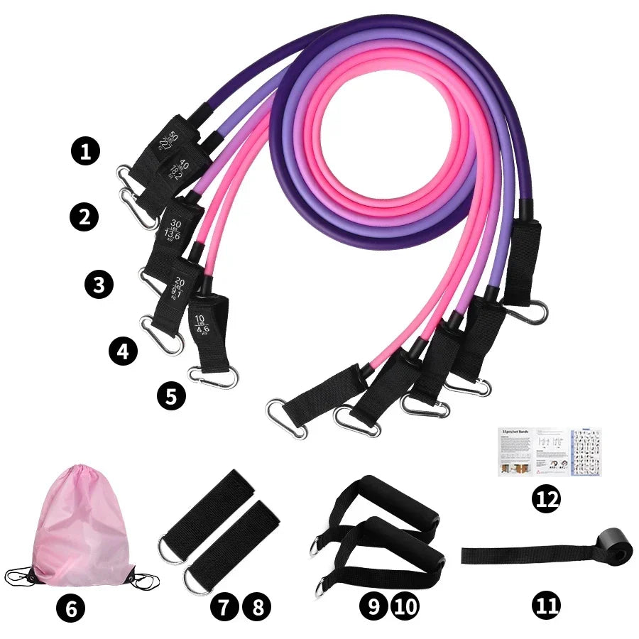 Fitness Resistance Bands Set Yoga 5 Tube Workout