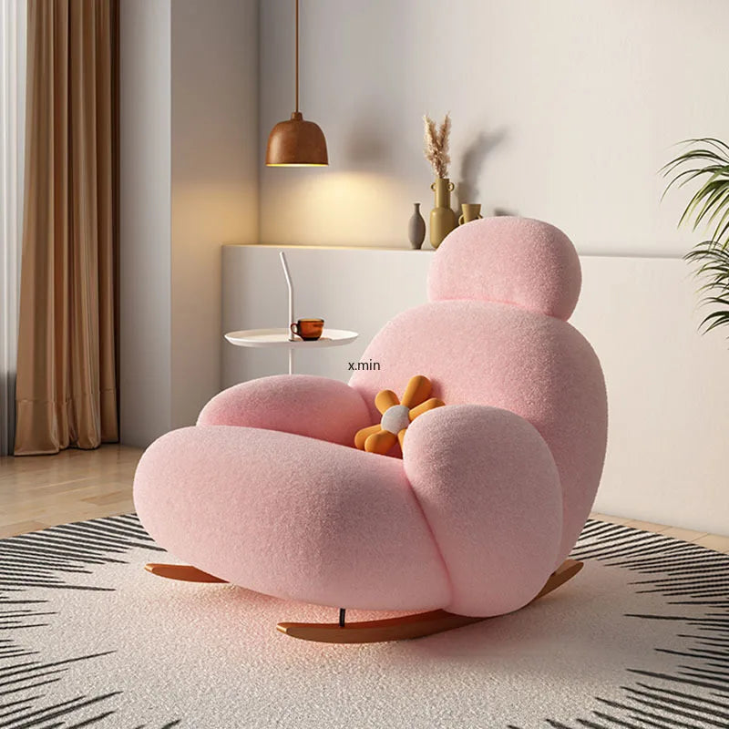 Fluffy White Living Room Chair Modern Cute Floor