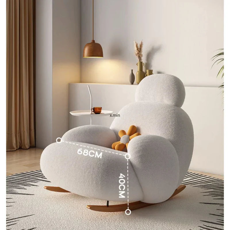 Fluffy White Living Room Chair Modern Cute Floor