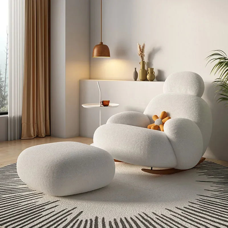 Fluffy White Living Room Chair Modern Cute Floor