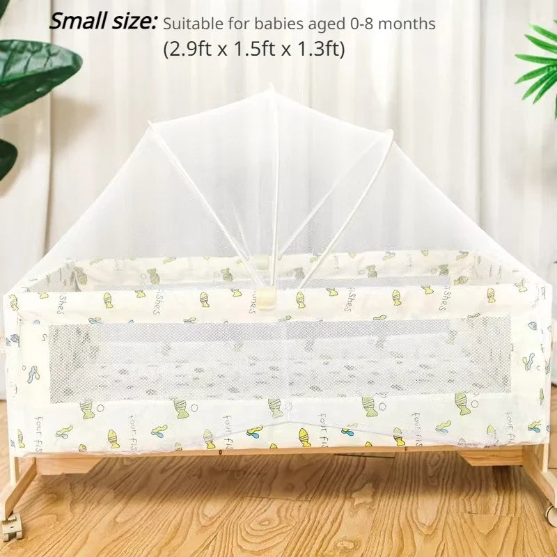 Foldable Shaker with Mosquito Net,Solid Wood Cradle Bed Can Swing,Baby Stroller,mobile Baby Carriage,Infant Crib,baby Nest Bed