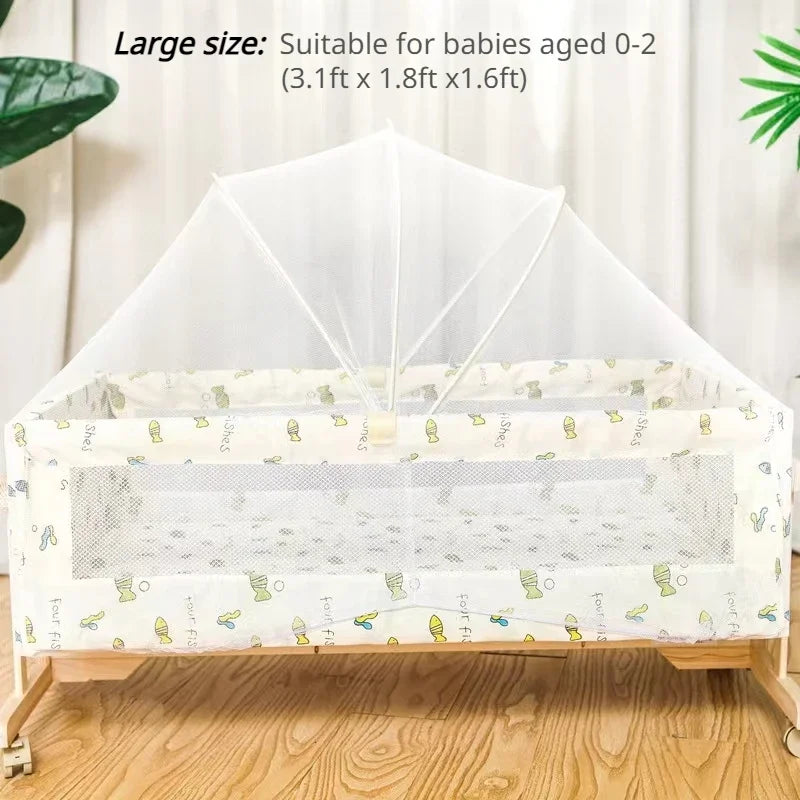 Foldable Shaker with Mosquito Net,Solid Wood Cradle Bed Can Swing,Baby Stroller,mobile Baby Carriage,Infant Crib,baby Nest Bed