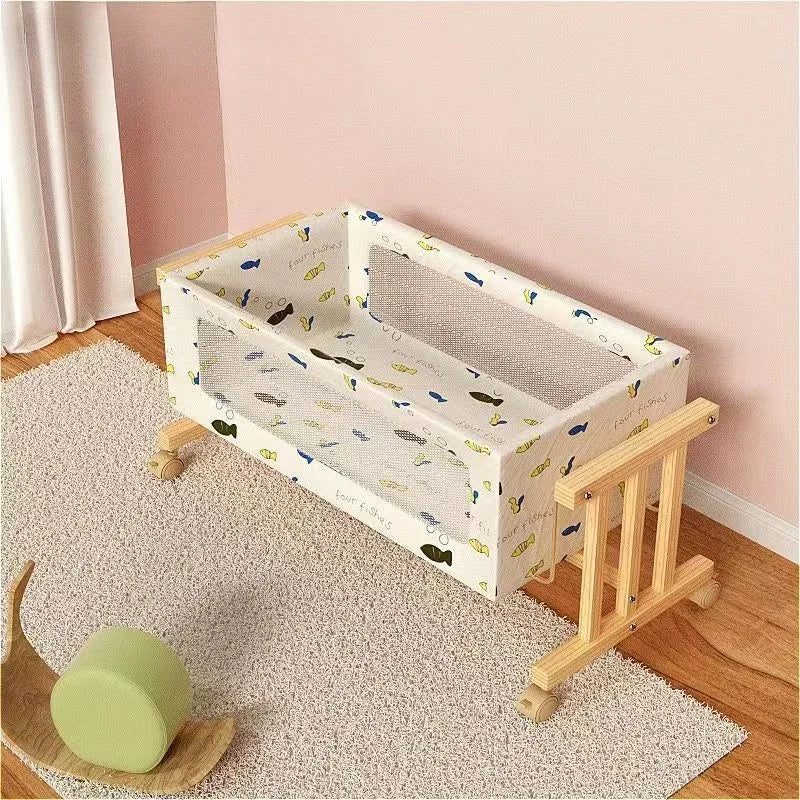 Foldable Shaker with Mosquito Net,Solid Wood Cradle Bed Can Swing,Baby Stroller,mobile Baby Carriage,Infant Crib,baby Nest Bed